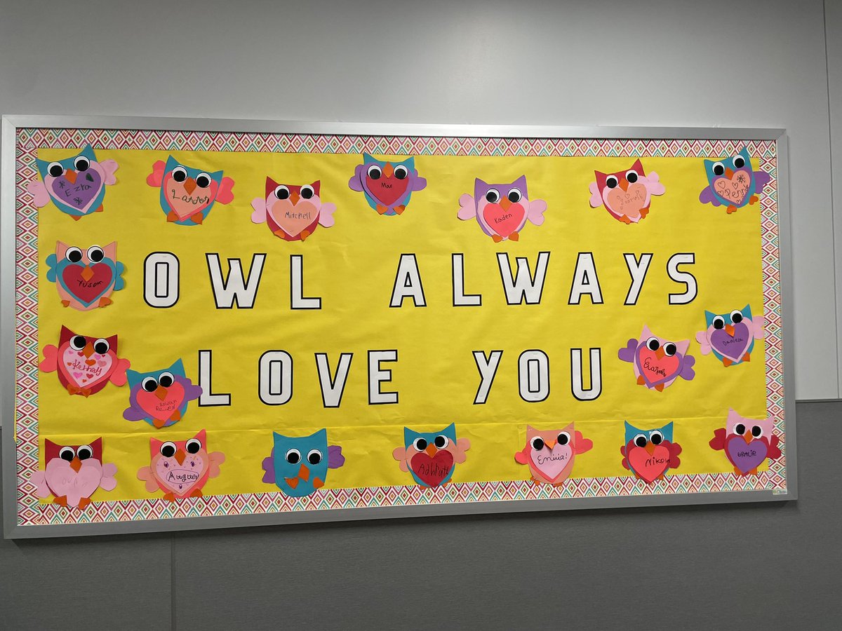 Mrs_Contreras_'s tweet photo. Changing up our bulletin board was so satisfying today. And just so perfect for our Owls &amp; Valentine’s Day! ❤️🦉 

#OwlAboutTheBest #lovemyfirsties https://t.co/mafPZDOJKa