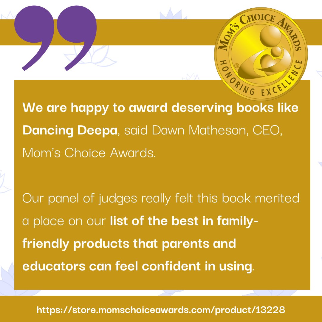 suchisairam's tweet photo. What a thrill! Another wonderful award for Dancing Deepa - prestigious "Mom's Choice Gold Award" from @momschoiceawards

#MCA #familyfriendly #kidlit #readingtogether #dancingdeepa #childrensbooks #indieauthor #bharatanatyam #representationmatters
@artfulwhims @kalavandanam https://t.co/qPseQ3WsqY