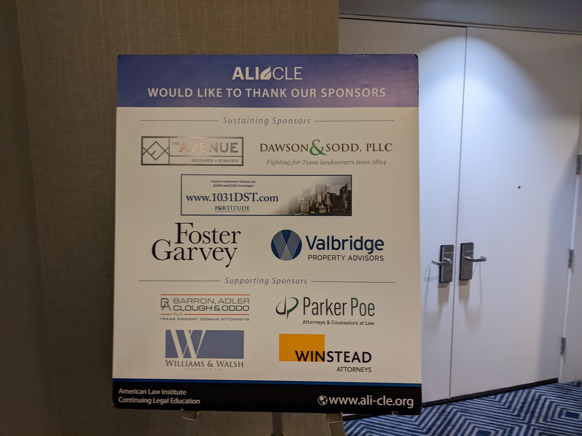 Thank you to our generous sponsors of the 40th <a href="/ALI_CLE/">ALI CLE</a> Eminent Domain &amp; Land Valuation Litigation Conference, Austin.  #EminentDomain2023