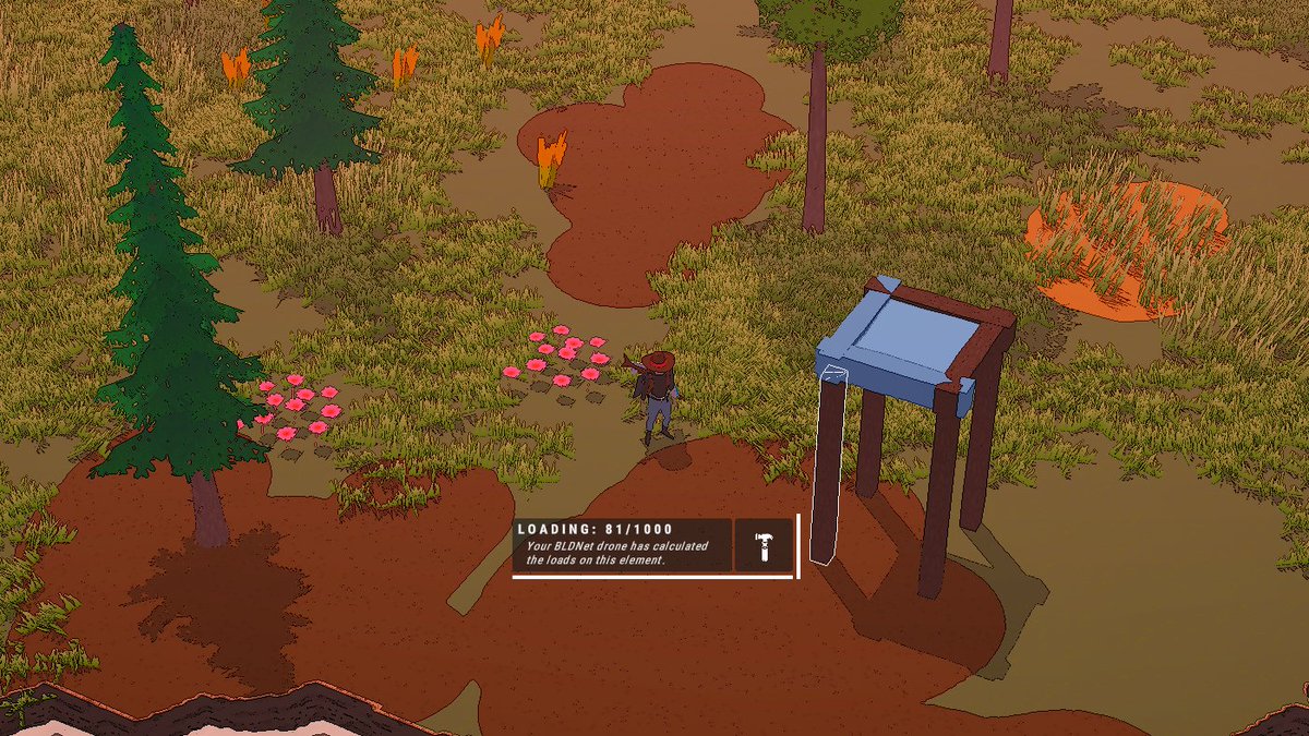The way structures you build in Outlandia stay upright is based on how each component transfers forces to the ground. Better to be mindful of this when you're building, lest your home topple over in the night! #IndieGameDev #gamedev #gaming  #gaming #indiedev #indiegaming #RPG