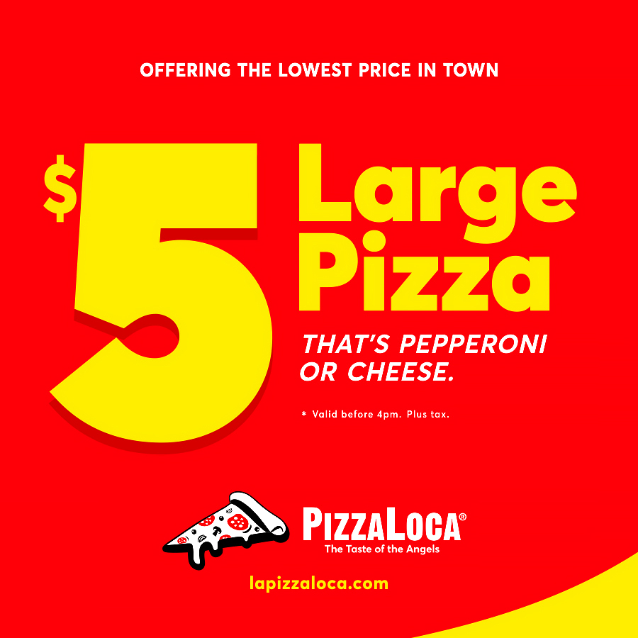 PizzaLocaUSA's tweet photo. $5 Dollar pizza before 4pm
It's 🍕PizzaLoca®.
#lapizzaloca #5dollarpizza #laschools #trinitystfalcon #telemundo52 #curacaousa
* Large Pepperoni or cheese. Plus Tax. Order by phone, online or in-person. https://t.co/tuLnqFAoKM