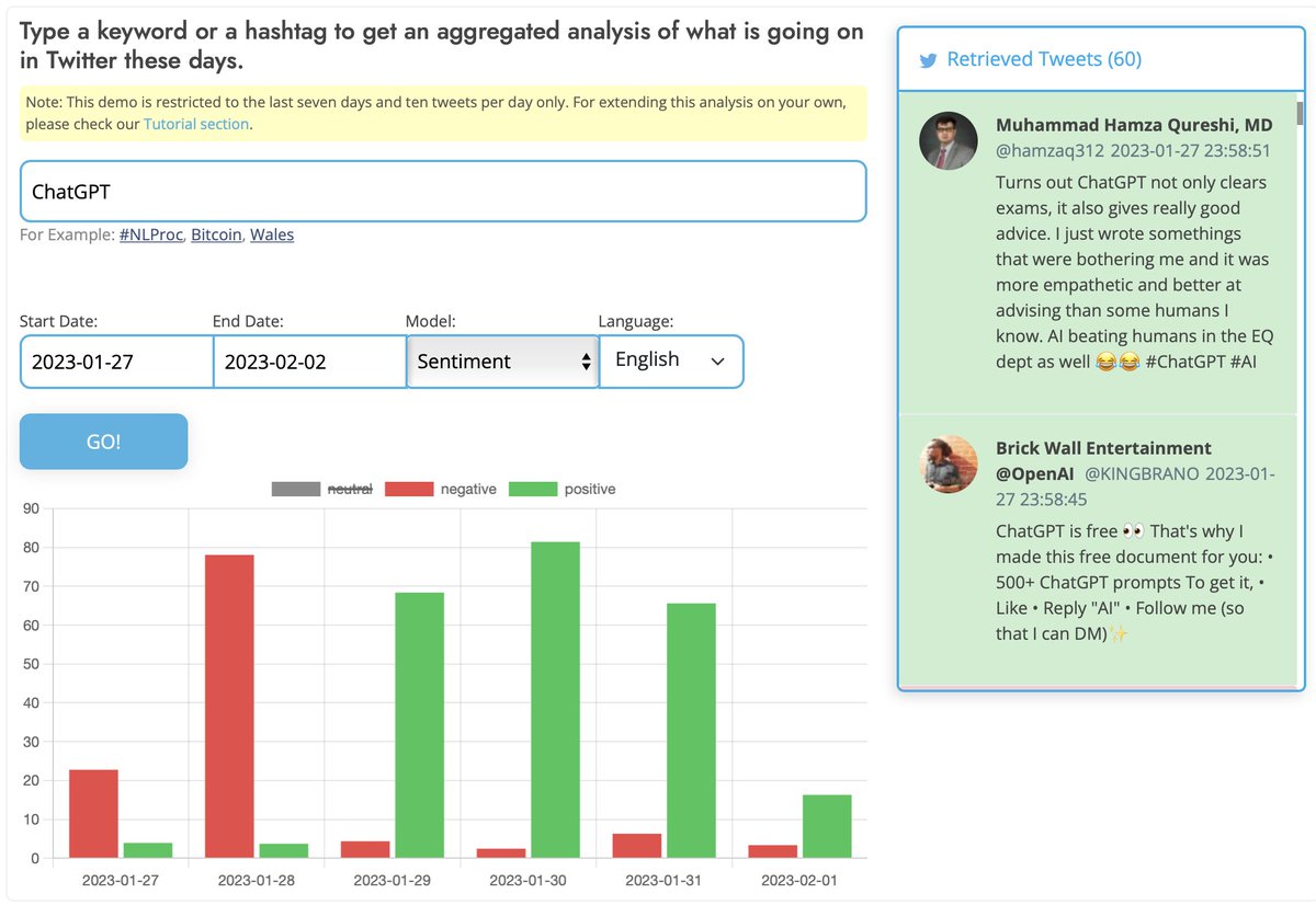 Negative opinion about #ChatGPT last week is now turning positive! #SentimentAnalysis #TweetNLP