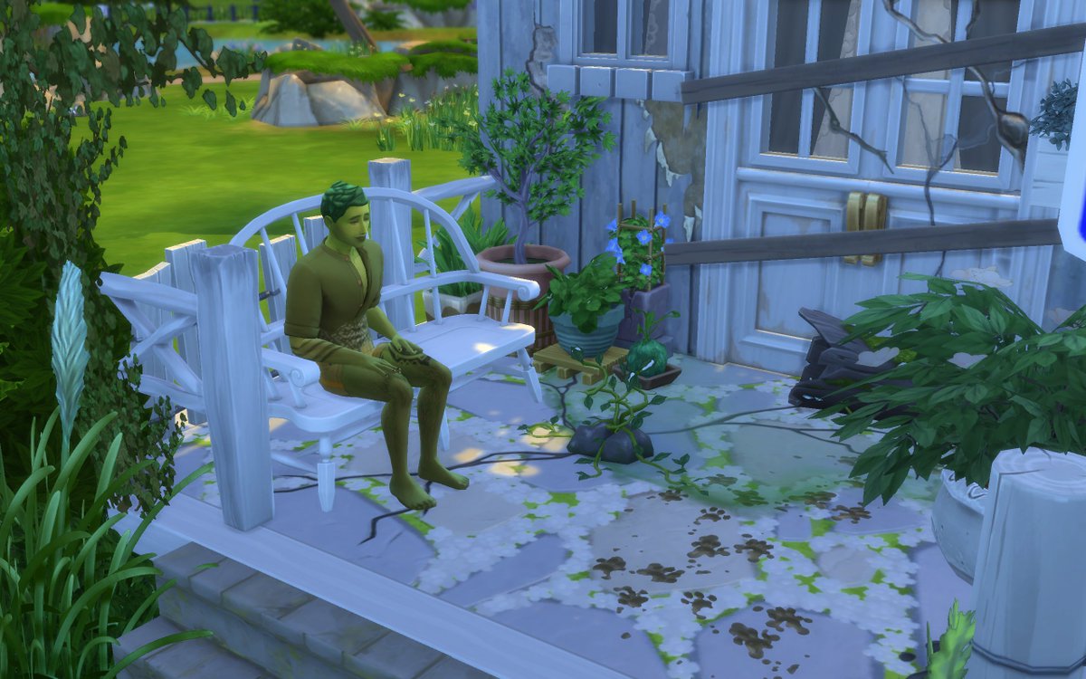 rtiedjens's tweet photo. Day 2 of the #febbuild23 Sims 4 build challenge by 
@sims4ideas
Theme: "Overgrown Porch" A condemned, fixer-upper reclaimed by a PlantSim🌱🌿 https://t.co/ydyg0b2xFa