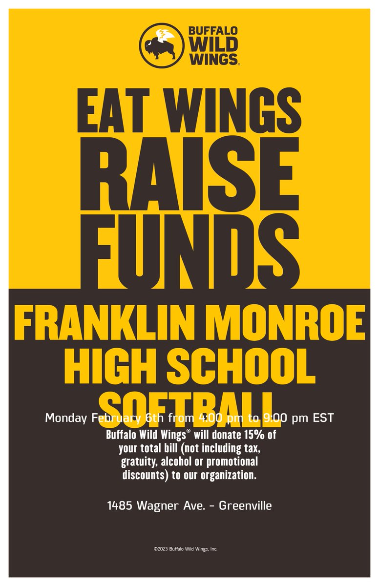 JetsFm's tweet photo. B-Dubs Night!! Come out and support the FM Softball team! 15% of proceeds are donated back to us to go towards our April Pigeon Forge Trip!
Go Jets!!✈️🥎 https://t.co/jbVv48zYEl
