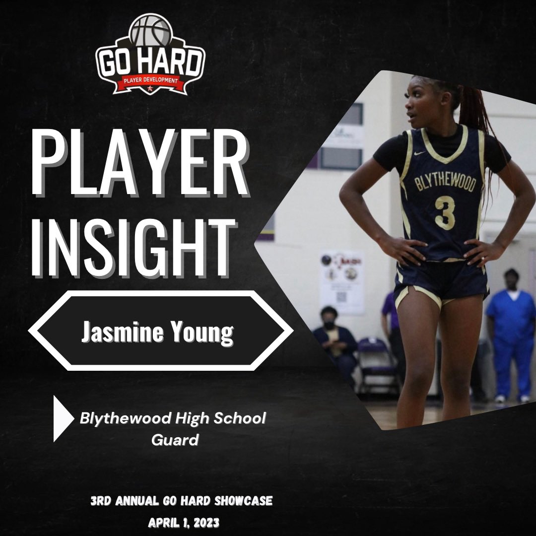 1Go_Hard_'s tweet photo. 🚨Showcase Player Insight🚨

Meet Jasmine Young, Guard, Blythewood High School‼️

Jasmine a true leader on the court. She works hard on both ends of the court; she will score the ball when needed but looks to get team involved. Her Coach defines her as a good team player! https://t.co/NdTNwF3ybd