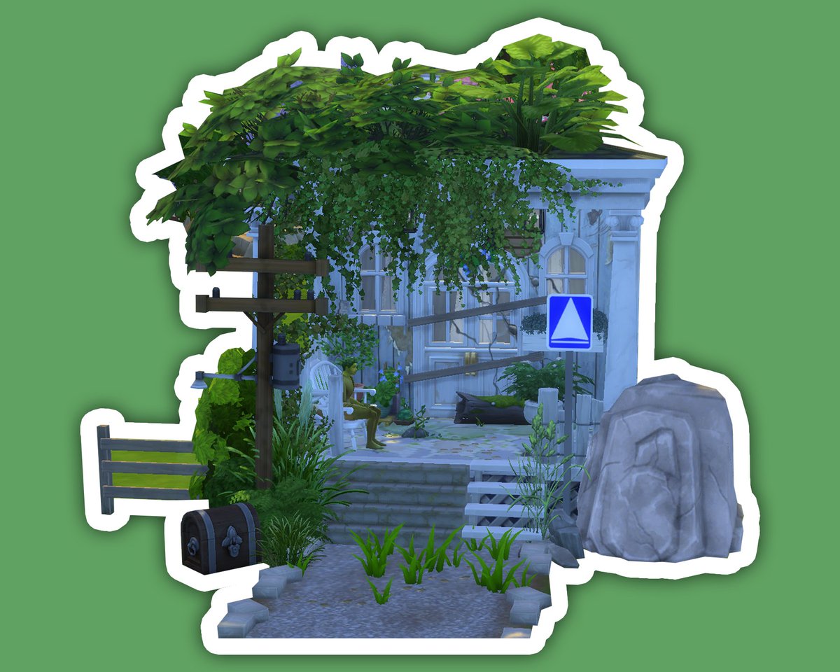rtiedjens's tweet photo. Day 2 of the #febbuild23 Sims 4 build challenge by 
@sims4ideas
Theme: "Overgrown Porch" A condemned, fixer-upper reclaimed by a PlantSim🌱🌿 https://t.co/ydyg0b2xFa