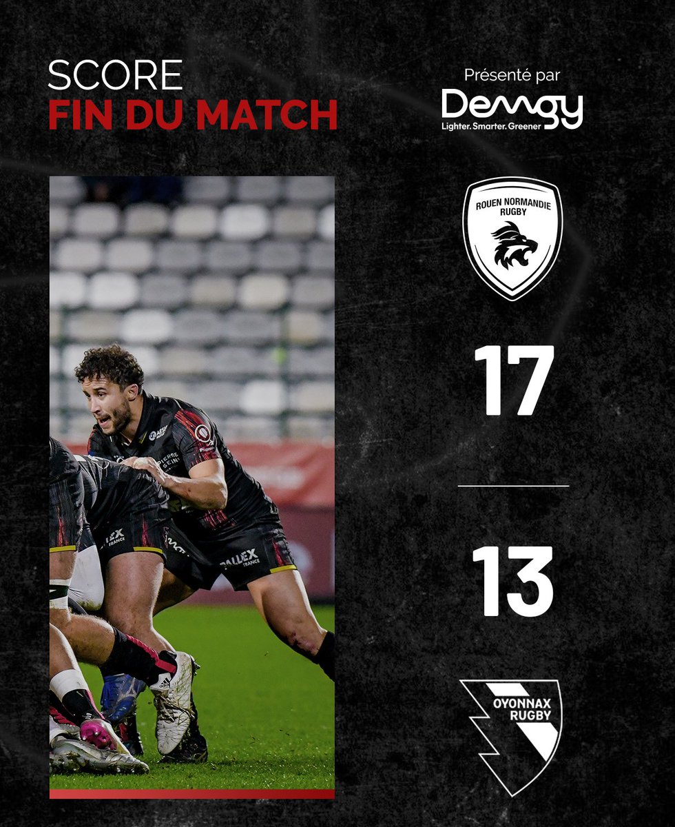 ⚫️ Fin du Match 🔴

Victoire de nos Lions face au leader 🔥

#ensemblePlusVitePlusLoin #RNR #ProD2