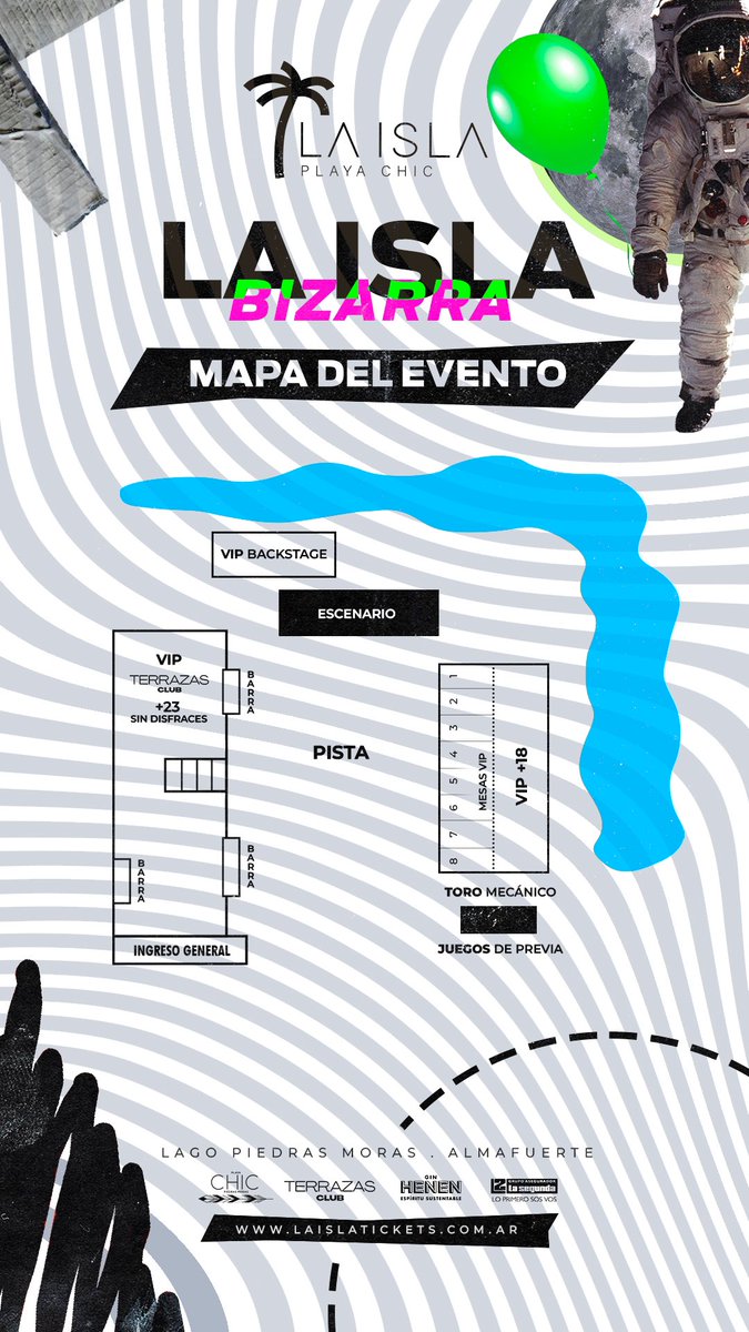 ¡SORTEAMOS UNA MESA VIP PARA 10! 🤩🦄🫶🏻

Retuiteá, seguinos y ya estas participando.

Te dejamos acá el mapa de #LaIslaBizarra para este sábado 🎈

Conseguí tus entradas en laislatickets.com.ar