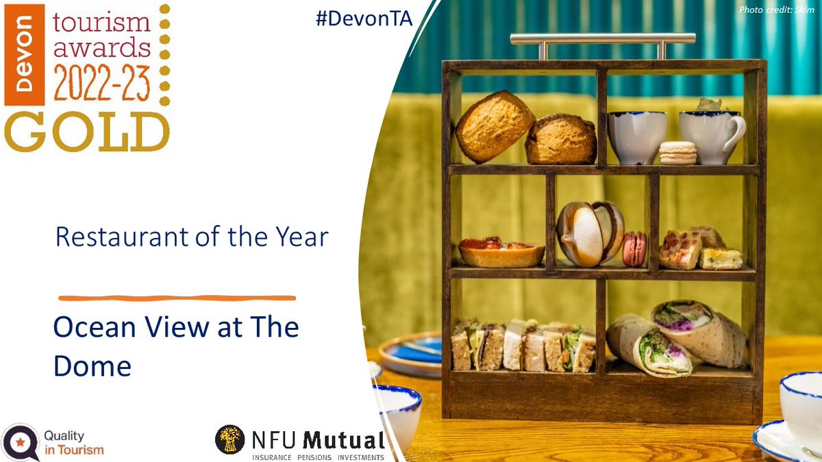 devontouraward's tweet image. And a stunning Gold for Ocean View at The Dome @OceanviewPlym taking Gold for #Restaurant at #DevonTA