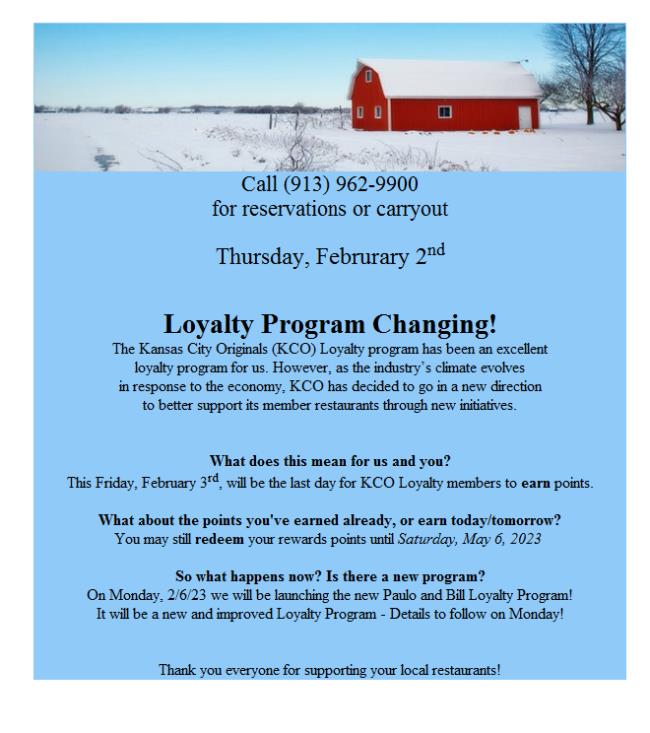 Kansas City Originals (KCO) Loyalty Program Changing! bit.ly/3HVwNmd