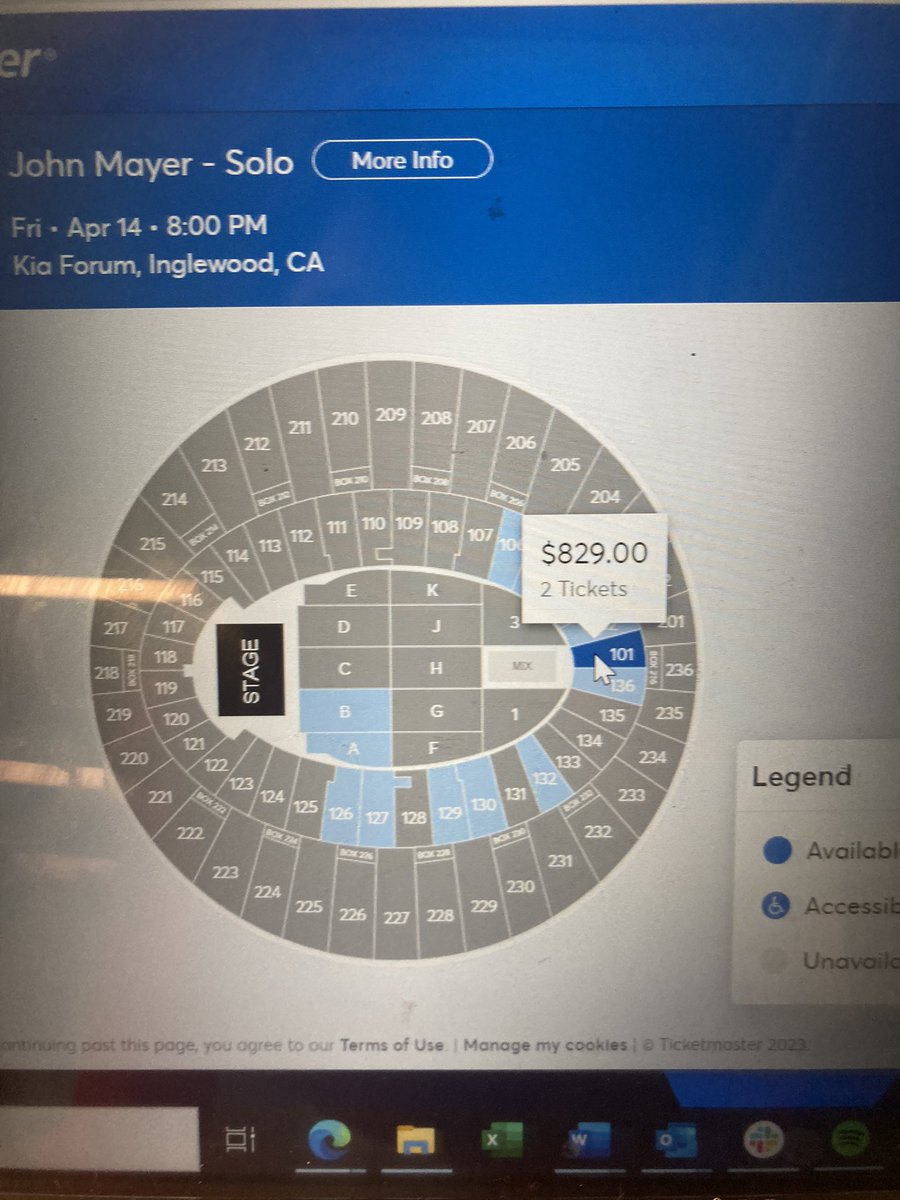 BackToYouLA's tweet photo. @Ticketmaster @Beyonce @JohnMayer @JohnMayer literally tagging you to look. I nearly blacked out and paid $1200 for tickets that aren’t even floor. Thank sweet baby Jesus I walked away. https://t.co/55b1j8jUH0