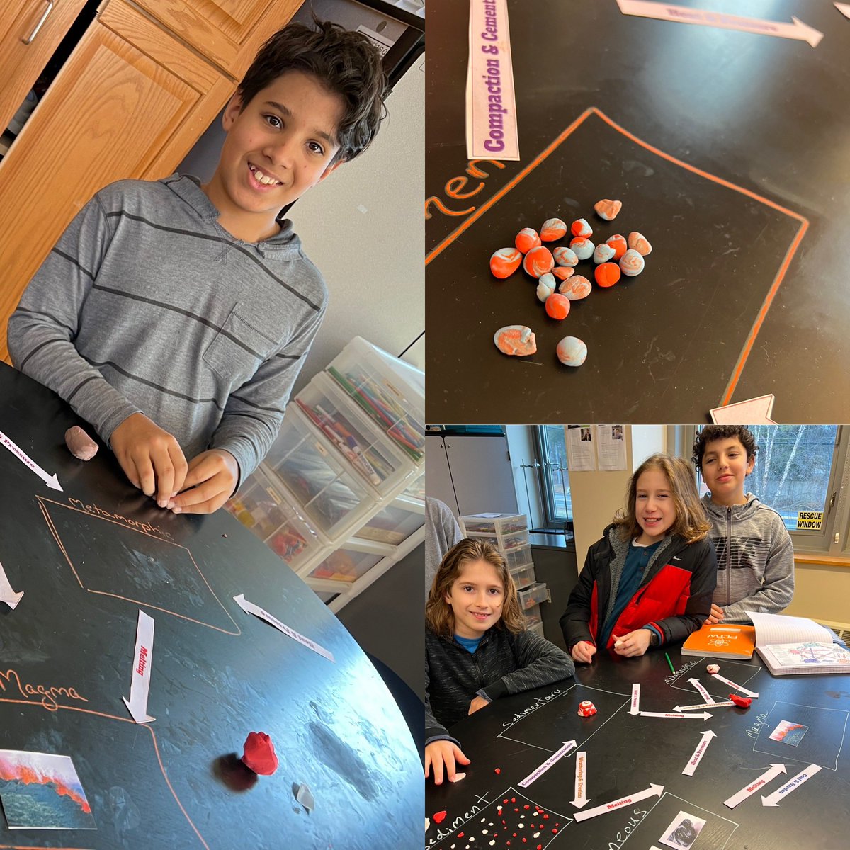 Science6WMS's tweet photo. We’ve been rocking around the rock cycle! We’ve modeled out of clay, starburst and traveled through the cycles ourselves! @brewsterschools @WMS_Principal @MsManguso https://t.co/X78qKcefWW