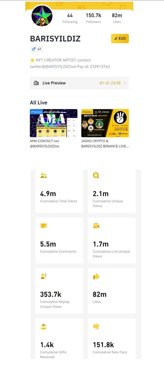 AMA Contact us for your events
<a href="/BARISYILDIZlive/">BARISYILDIZ</a> 📩
#AMA #Binance    #BinanceLive  
#Bitcoin    #Btc    #blockchain 
#Crypto #Nft #Nfts #Web3 #Metaverse #GameFi #Bnb    #Eth #Busd    #Usdt