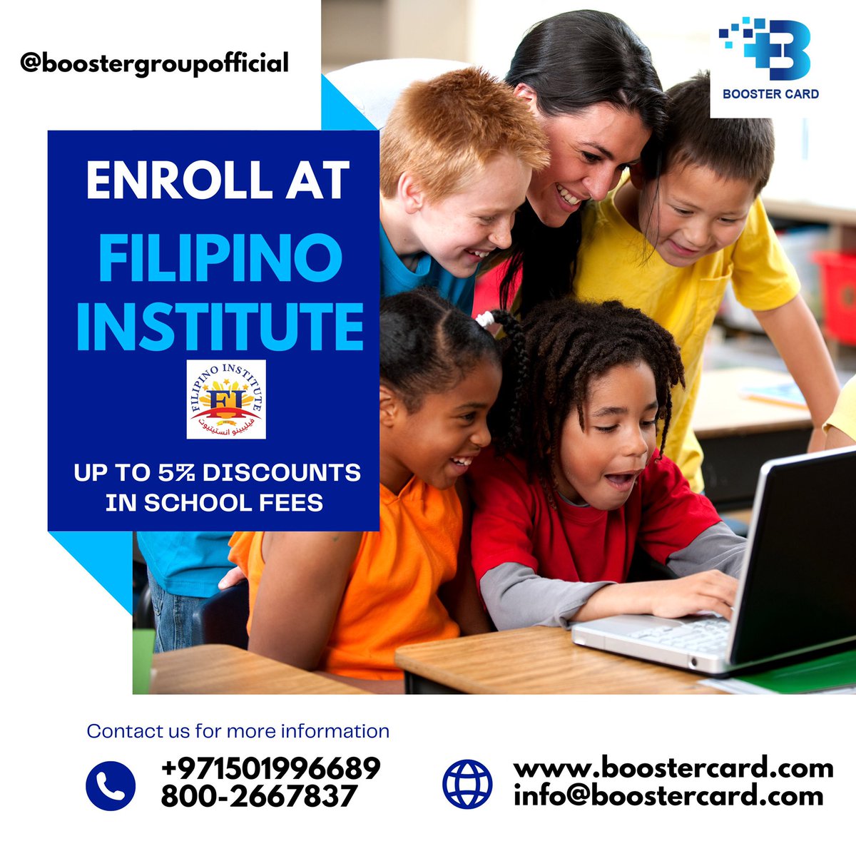 boostergroup_ae's tweet photo. “Education is the only possession that cannot be stolen from anyone.” 📚✏️📝
Study now for online courses, diploma, short courses or whole school year at @filipinoinstitute with up to 5% discounts in fees.(Different nationality are accepted)
#booster #boostergroup #boostercards https://t.co/Gza4zr4Zfg