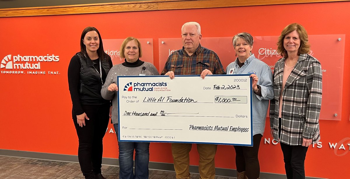 pmcinsures's tweet photo. Our Employee Foundation presented a grant to the Little Al Foundation which provides travel funds to approximately 40 families with children seeking medical care.  

L to R: Jodi Alt; Marcia Miller and Gene Miller, Little Al Foundation; Teri Miller and Laurie Harms https://t.co/4hH2Qatwy5
