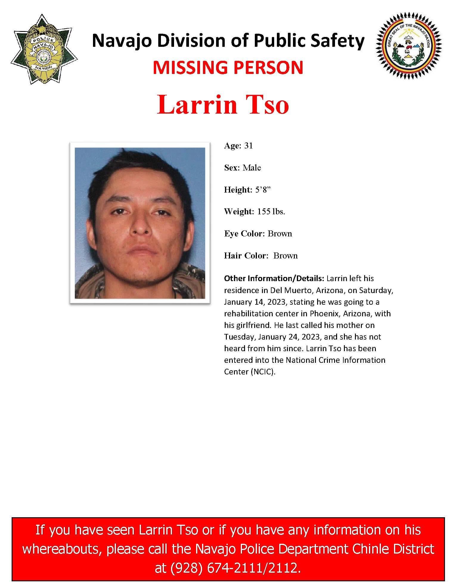 Navajo Police Department on Twitter "MISSING PERSON ALERT CHINLE