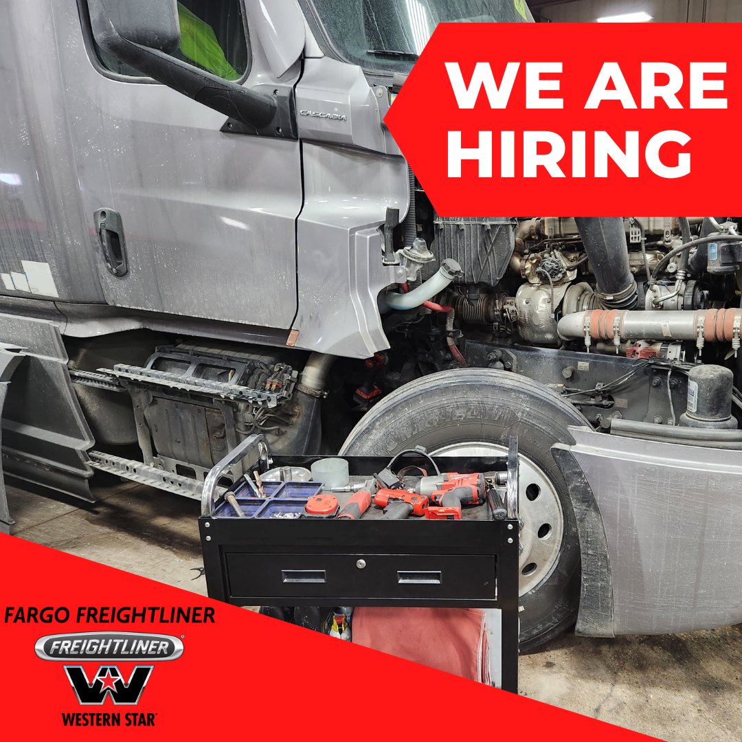 We are hiring a DIESEL SHOP FOREMAN to join our Service Department team! Prior diesel mechanic experience is required along with previous experience in a lead or foreman role.

Visit tinyurl.com/252vx8d5 for job opportunities at Fargo Freightliner.
#jobopening #trucks