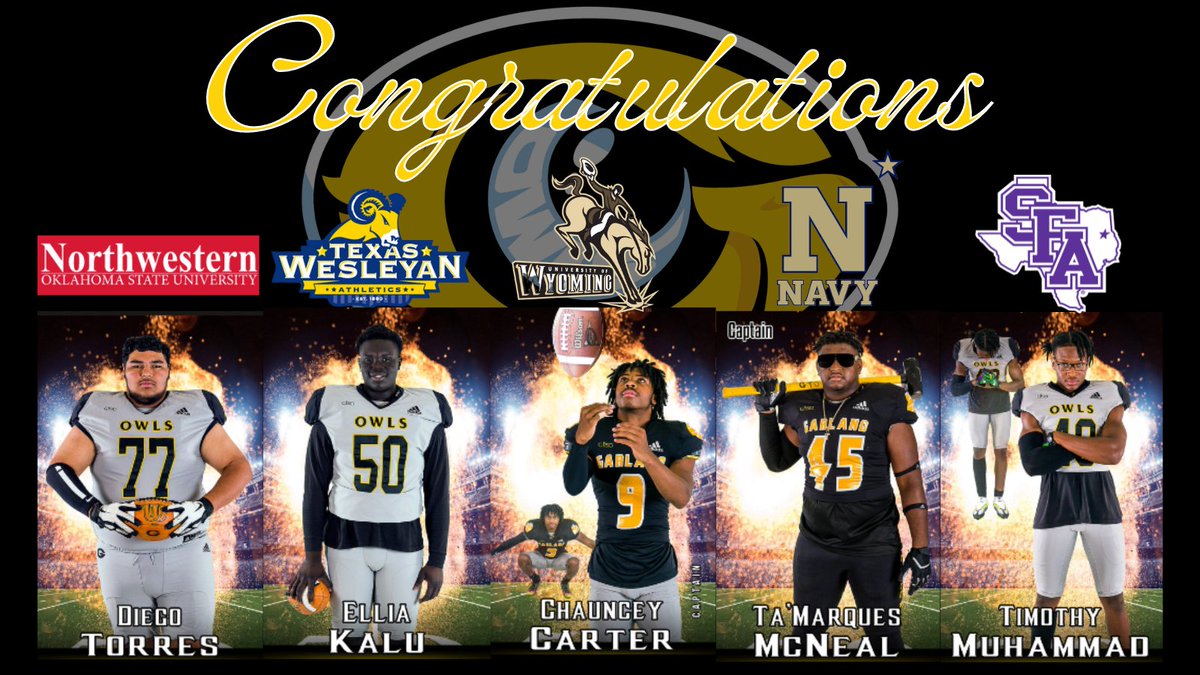 Garland High School (@ghs_owls) on Twitter photo Congratulations Owls!🦉Way to take it to the next level!
Can't wait to see you sign on February 7th! 💛🖤💛#ChooseTheOriginal #ThatOwlSpirit #NationalSigningDay2023 #NSD2023
<a href="/gisd_athletics/">Garland ISD Athletics</a> Congratulations Owls!🦉Way to take it to the next level!
Can't wait to see you sign on February 7th! 💛🖤💛#ChooseTheOriginal #ThatOwlSpirit #NationalSigningDay2023 #NSD2023
<a href="/gisd_athletics/">Garland ISD Athletics</a>