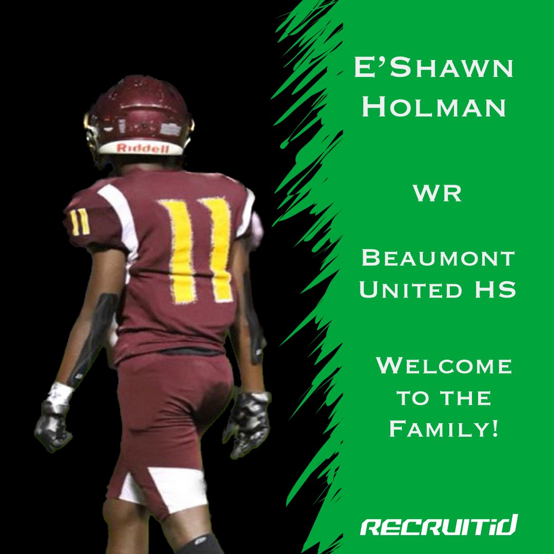 🚨 New Athlete Alert 🚨 

Welcome E’Shawn Holman to the RECRUITid family! 🤝 

<a href="/BmtUnitedFtbl/">United Timberwolves 🏈</a> 🔴🟡

Please click the link below to visit his athlete profile 👇 

recruitid.net/p/AWA9KdBN/