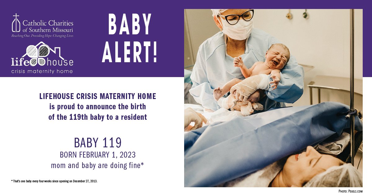 It's been 3,324 days since LifeHouse Crisis Maternity Home opened its doors to homeless pregnant women. Yesterday, the 119th baby was born to a LifeHouse resident. That works out to one healthy baby every four weeks!

#LikeShareFollow
#crisismaternityhome #pregnancysupport