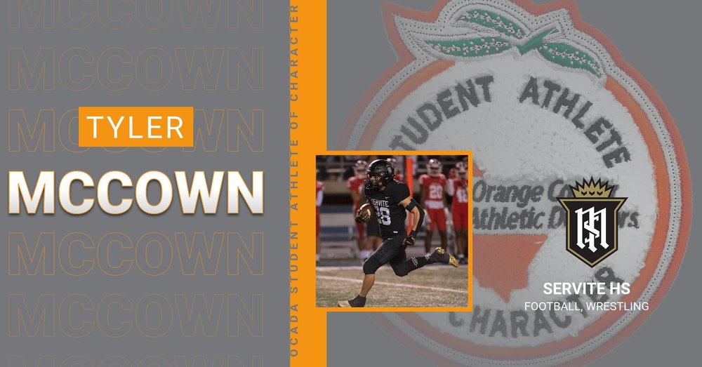 Proud to recognize <a href="/ServiteFootball/">Servite Football</a> &amp; <a href="/FriarsWrestling/">Servite Wrestling</a> athlete Tyler McCown as an <a href="/OCADA714/">OCADA</a> Student-Athlete of Character! 

#Credo #GoFriars #FormingFaithFilledLeaders #MultiSportAthlete