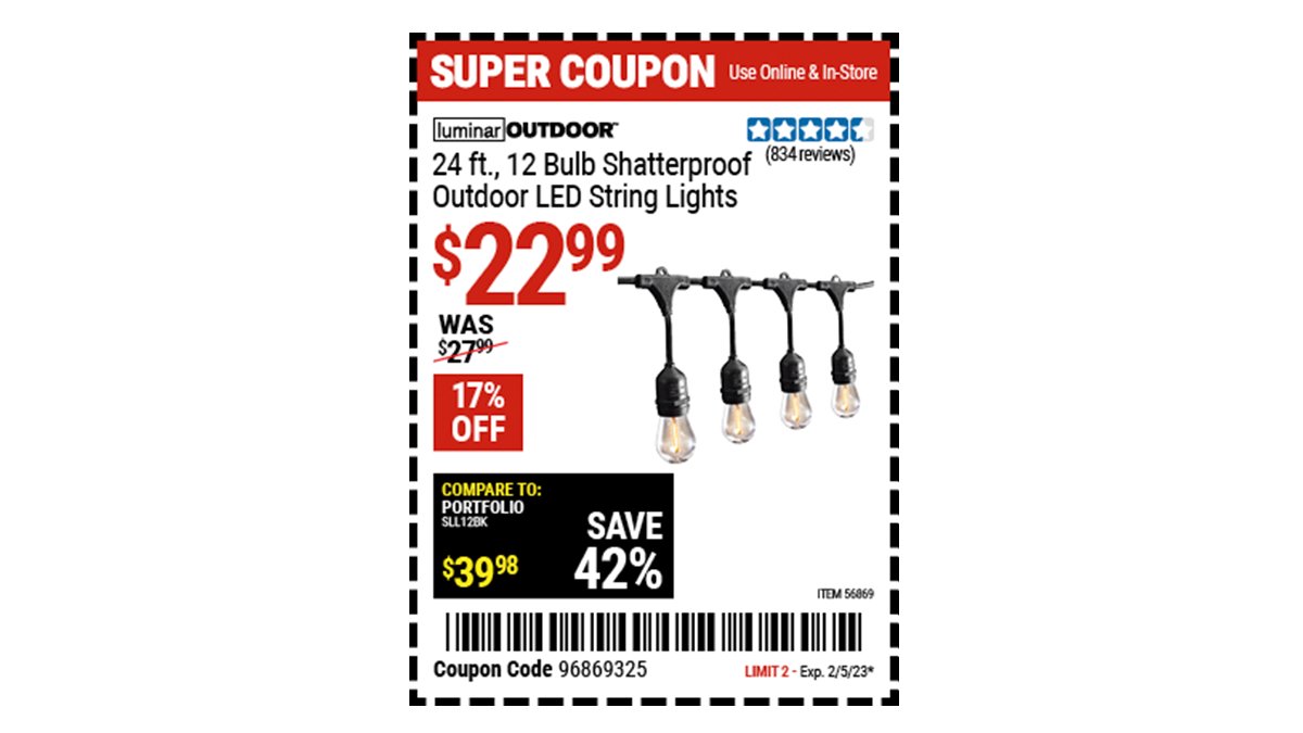 Harbor Freight on Twitter "Buy the LUMINAR OUTDOOR 24 Ft. 12 Bulb