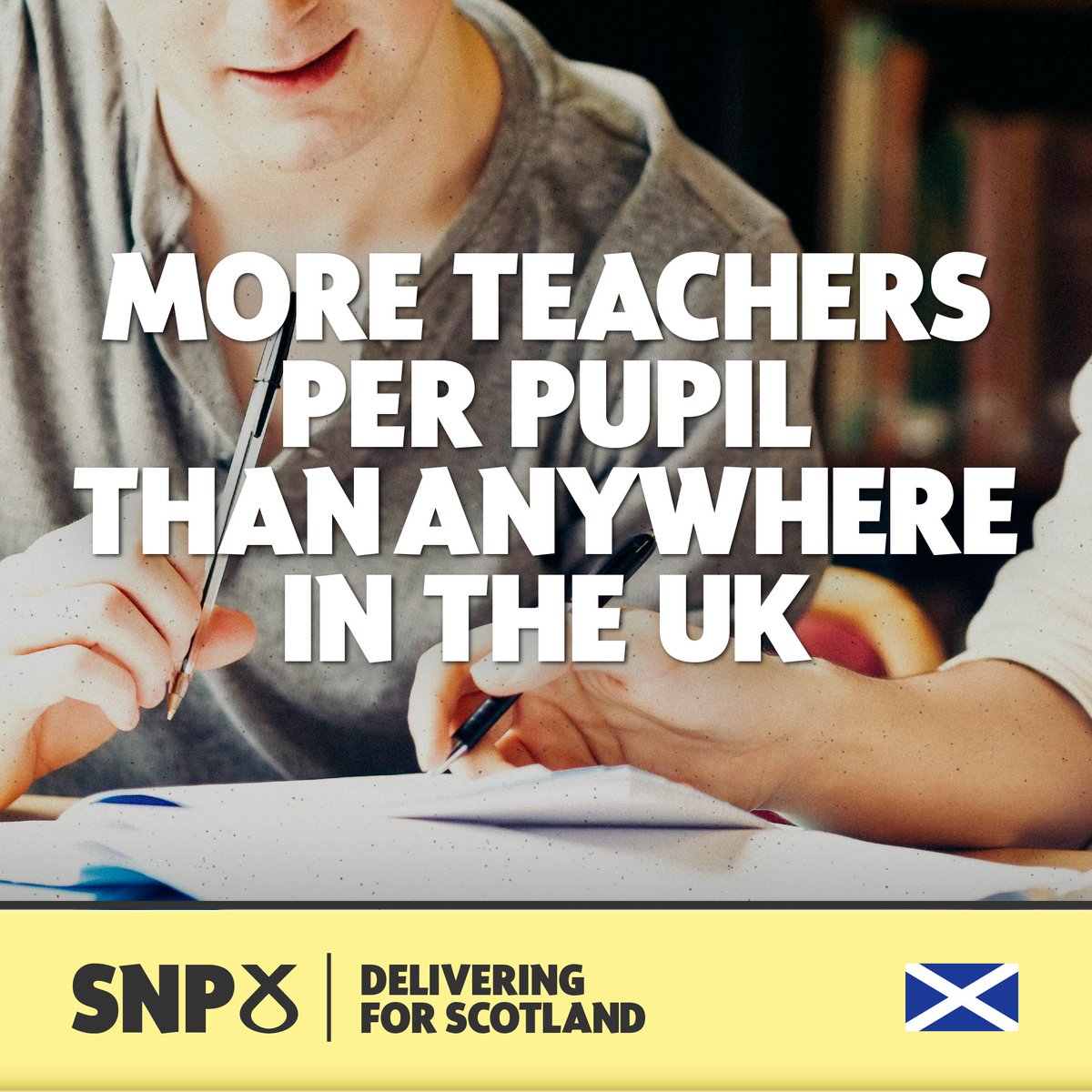 🧑‍🏫 In Scotland, there are proportionally more teachers than anywhere else in the UK.

🏴󠁧󠁢󠁳󠁣󠁴󠁿 Under the SNP, education spending is higher than elsewhere in the UK.

🎓 We scrapped tuition fees - and a record number of 18 year olds from deprived areas are going to university. #bbcqt