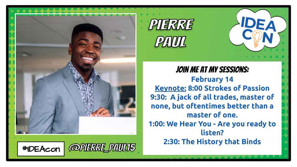 IDEA (@ideaillinois) on Twitter photo Inclusion isn't just a buzzword; it's a game changer! Join <a href="/pierre_paul15/">Pierre Paul</a> at #IDEAcon keynote Tuesday for insights on how to make education truly inclusive #accessibility #inclusion #education.
Don't miss it! ideail.org/IDEAcon23 Inclusion isn't just a buzzword; it's a game changer! Join <a href="/pierre_paul15/">Pierre Paul</a> at #IDEAcon keynote Tuesday for insights on how to make education truly inclusive #accessibility #inclusion #education.
Don't miss it! ideail.org/IDEAcon23