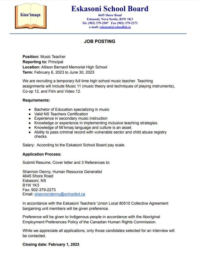 Reminder:  Just a few more days left to apply for this teaching position.