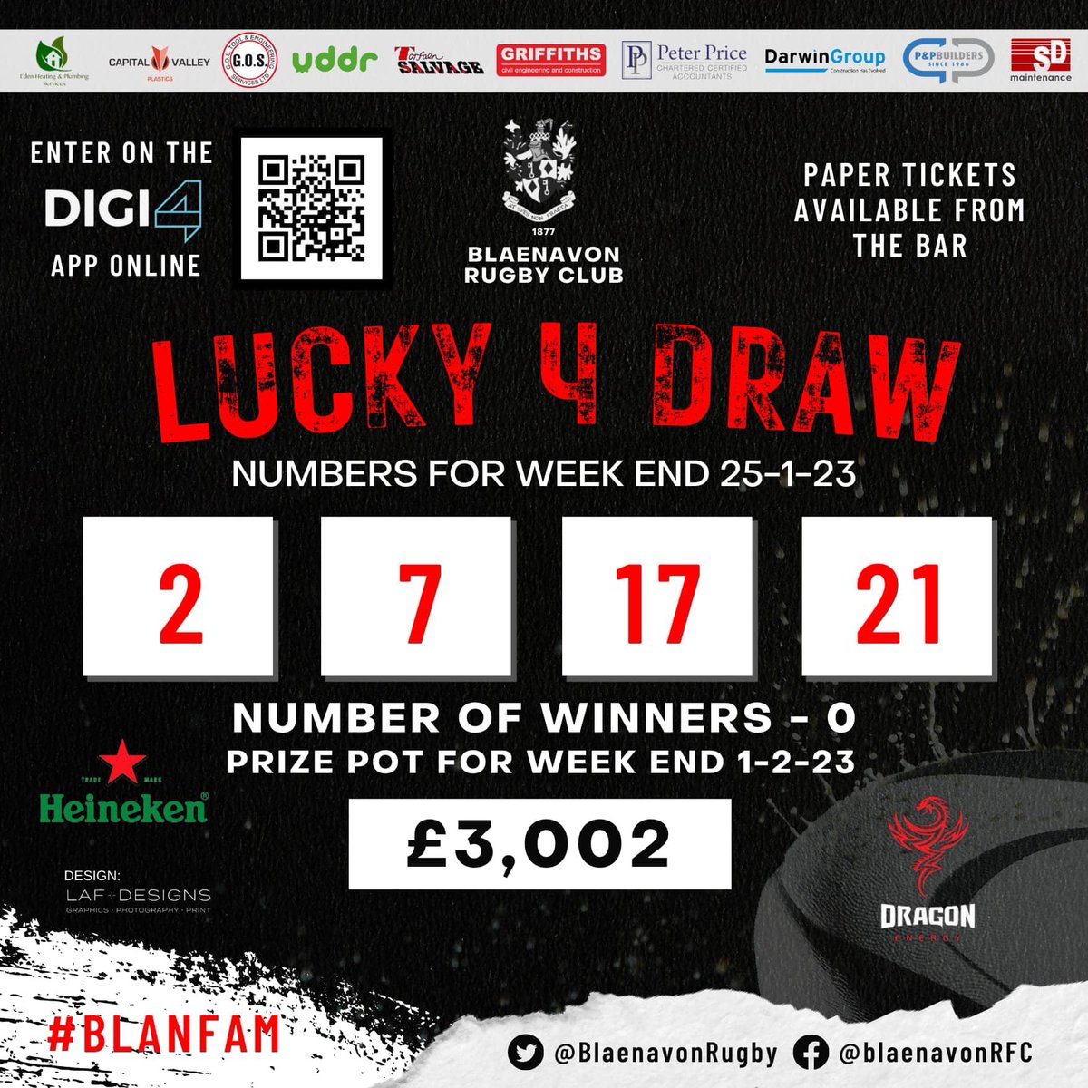 Blaenavon_RFC (@blaenavonrugby) on Twitter photo This week's lucky numbers!ππ€
Want to try your luck next week? Go to digi4.co.uk to enter - <a href="/DIGI4_/">DIGI4 - Online Lottery</a>
#lotto #lucky4draw #lotterydraw #weeklylotto #jackpot This week's lucky numbers!ππ€
Want to try your luck next week? Go to digi4.co.uk to enter - <a href="/DIGI4_/">DIGI4 - Online Lottery</a>
#lotto #lucky4draw #lotterydraw #weeklylotto #jackpot