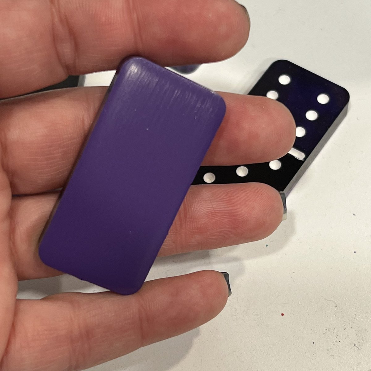 Rachi_Ann's tweet photo. Purple and Black dominos are almost done. 
https://t.co/JsZWGqRwoH
#comingsoon #giftideas #dominos #purpleandblack https://t.co/OlNDMd6s00