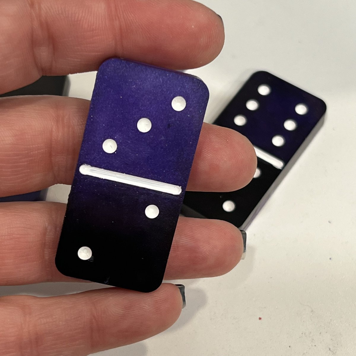 Rachi_Ann's tweet photo. Purple and Black dominos are almost done. 
https://t.co/JsZWGqRwoH
#comingsoon #giftideas #dominos #purpleandblack https://t.co/OlNDMd6s00