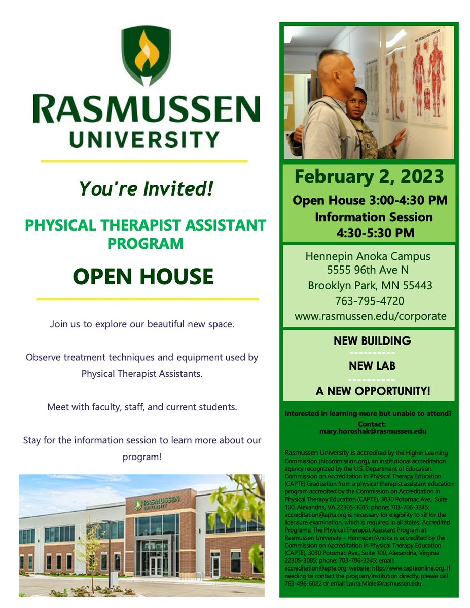 Hey future Health Science/Sports Medicine workers! Check out this great opportunity from Rasmussen University! It is coming up next week!