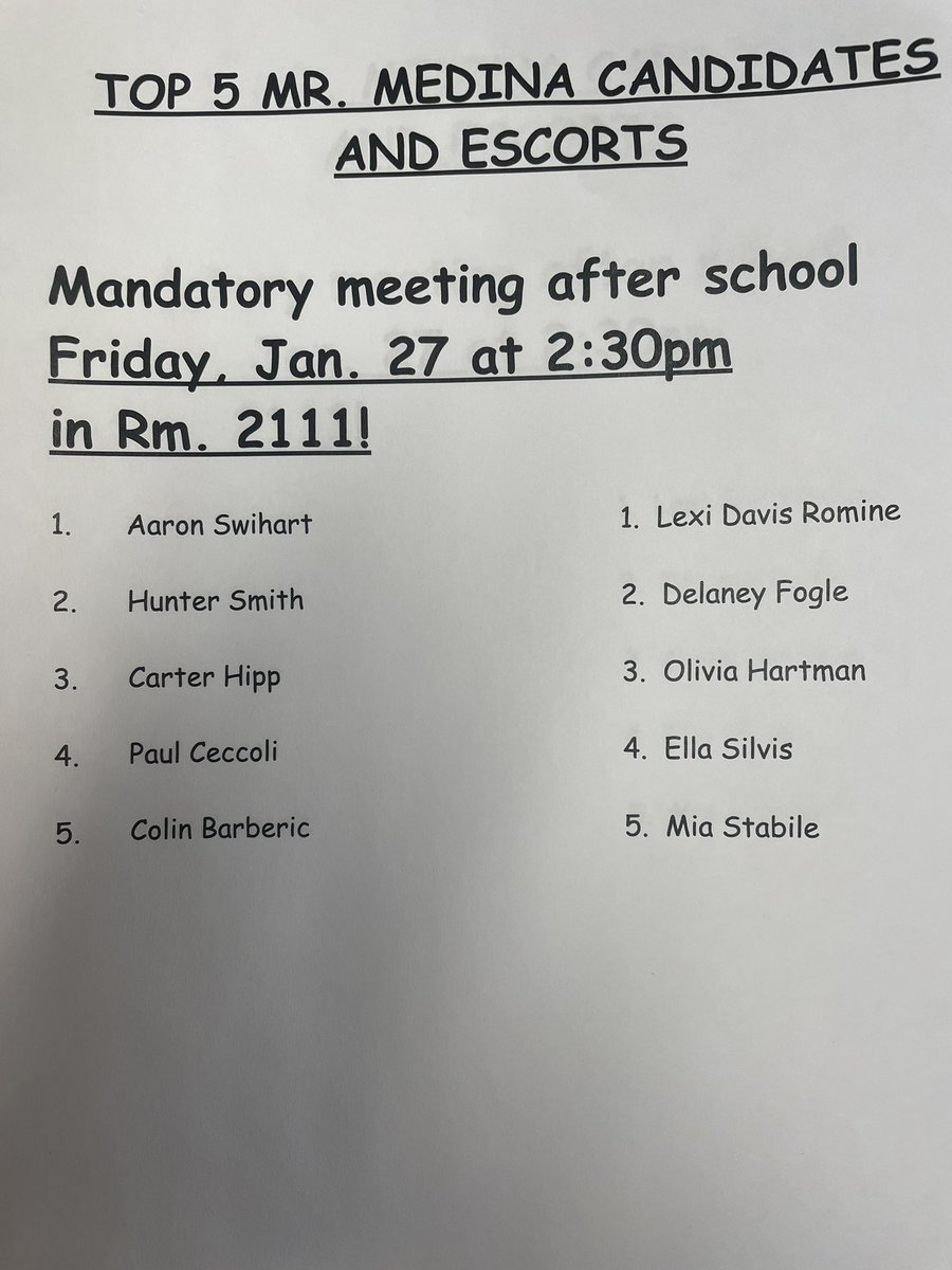 Congrats everyone for Mr. Medina, and thank you to those whole helped with elections!🤍💚