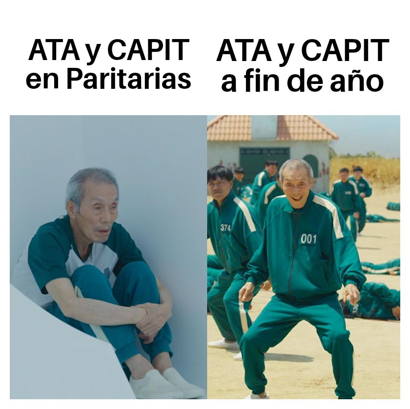 satsaidIAASA's tweet photo. MEMES SINDICALES 😂

Las cámaras empresarias ATA y CAPIT rechazaron la propuesta salarial del Ministerio. Siguen jugando con nuestro salario, entonces nosotres jugamos un poco con ellos.

Ah, y como si fuera poco, mañana #LaTVPara 3 horas por turno.

#SATSAIDEnLucha 🇬🇲 https://t.co/kvwGBolT5s