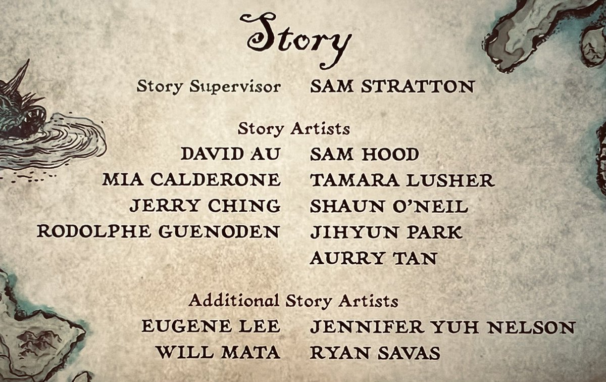 So some of the talented folks that deserve all the praise don’t have social media or twitter. But let it be known, every single story artist that touched this film left a huge and wonderful impact. Every person on this list is a Beast! Pun intended! #TheSeaBeast #story