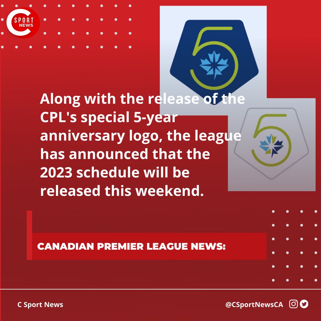 CSportNewsCA's tweet photo. CPL News: The Canadian Premier League will announce the matchups for opening weekend of the 2023 season Friday, January 27. The full regular season schedule will be released on Monday, January 30.
#CanPL #CanadaSoccer #CPL #CSportNews #CPLSchedule #CSportSoccer https://t.co/I5Zk0ghhvk