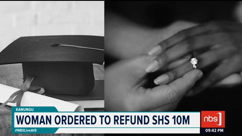 nbstv's tweet photo. Court in Kanungu has ordered a woman who backed out of marrying a man who had paid her school fees to refund UGX 9.4 million spent on her. 

#NBSLiveAt9 #NBSUpdates https://t.co/QMEfwHDc4P