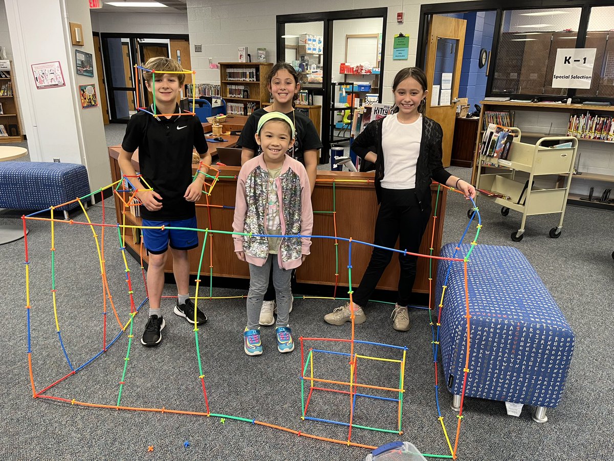 dolvinmc's tweet photo. Makerspace in the Media Center was Fun! Students worked together to build the largest straw structure so far…@DolvinES @Ms_Smith16 https://t.co/5St3TVmiFT