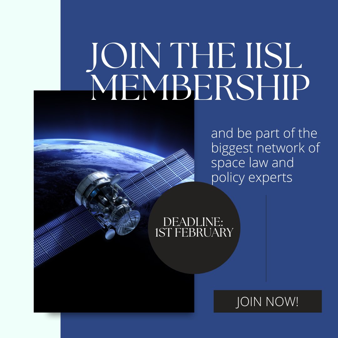 Are you interested in becoming a member of the IISL? The deadline for the next round of applications is 1 February 2023! Read more about the steps for application at: iislweb.space/membership/ If you need help with your application, please reach out to membership@iisl.space