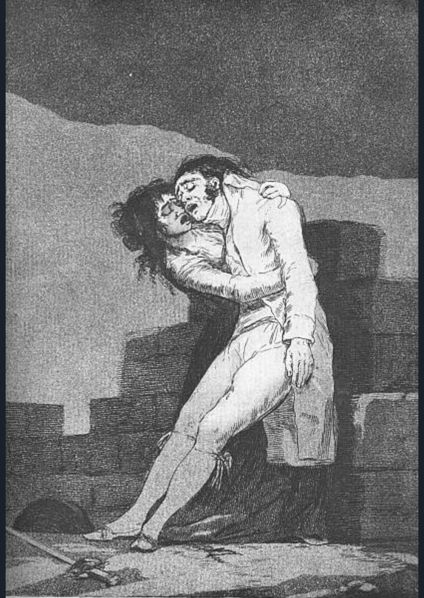 Every year without knowing it I have passed the day.
-William Stanley Merwin “For the Anniversary of my Death” 1967

“Love and Death”
Francisco Goya
1799 https://t.co/bSpG4QXQDs