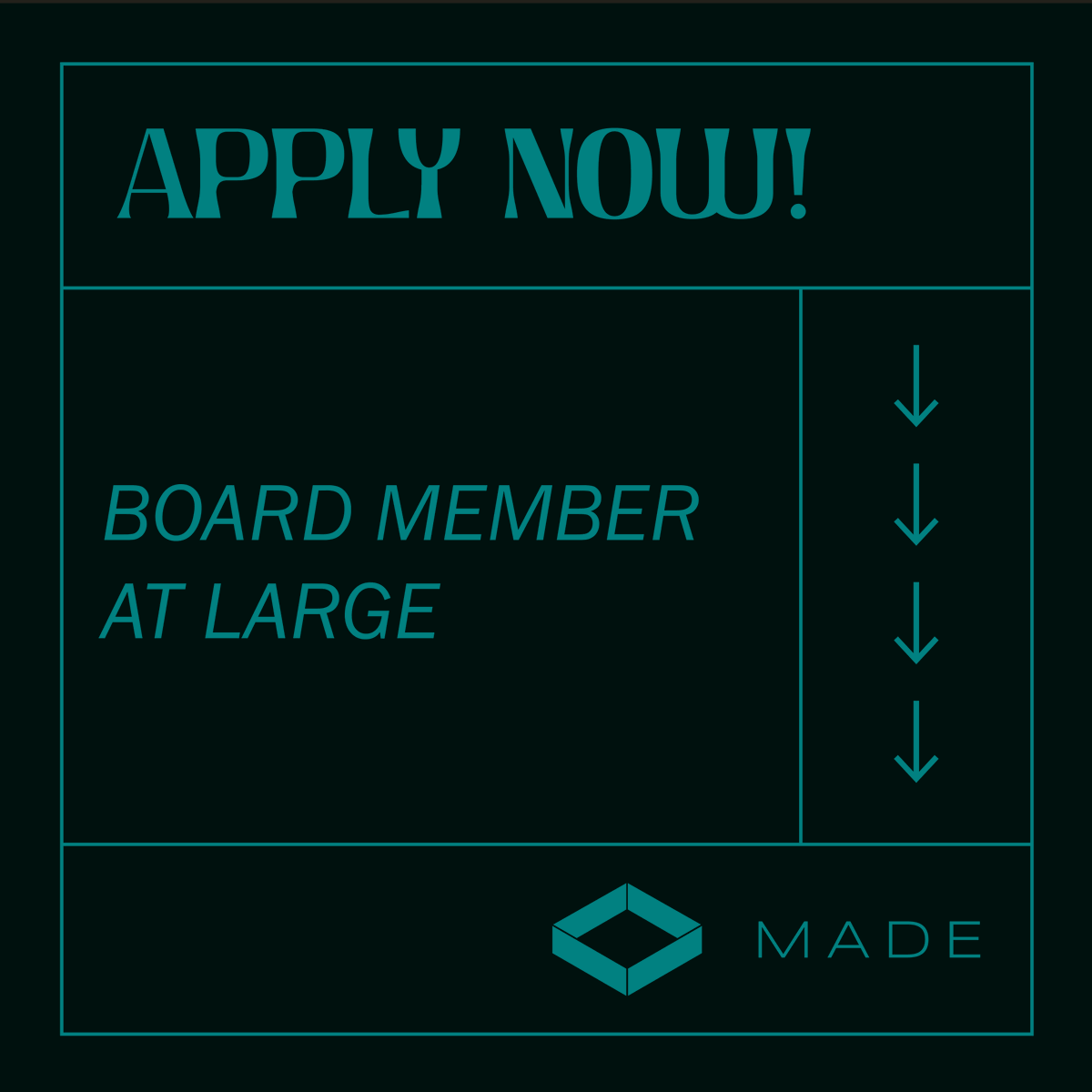Do you have a passion for design? Looking to get involved in Edmonton’s design community? Join our Board! As a Board Member you will help advance the board’s projects and initiatives. If you’re interested, please email us at info@joinmade.org by Feb 1. joinmade.org/opportunities