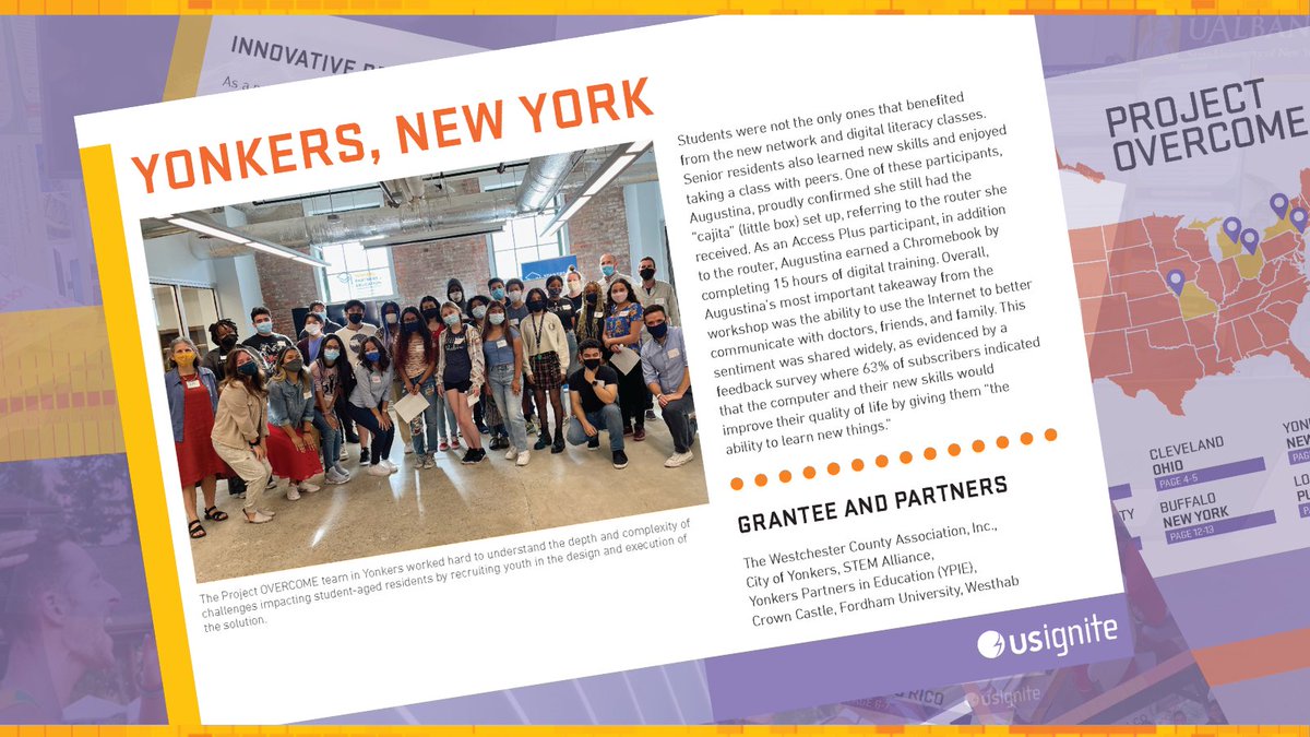 US Ignite (@us_ignite) on Twitter photo Project OVERCOME Spotlight 🔦Yonkers, NY
The Y-Zone gave residents no-cost Internet access! Some received devices and training too.
Check it out: ow.ly/KBnc50MBb9h
#ProjectOVERCOMEconnection <a href="/TheWCA/">Westchester County Association</a> <a href="/CityofYonkers/">cityofyonkers</a> <a href="/YonkersPartners/">YPIE</a> <a href="/FordhamNYC/">Fordham University</a> <a href="/Westhab1981/">Westhab, Inc.</a> <a href="/SchmidtFutures/">Schmidt Futures</a> Project OVERCOME Spotlight 🔦Yonkers, NY
The Y-Zone gave residents no-cost Internet access! Some received devices and training too.
Check it out: ow.ly/KBnc50MBb9h
#ProjectOVERCOMEconnection <a href="/TheWCA/">Westchester County Association</a> <a href="/CityofYonkers/">cityofyonkers</a> <a href="/YonkersPartners/">YPIE</a> <a href="/FordhamNYC/">Fordham University</a> <a href="/Westhab1981/">Westhab, Inc.</a> <a href="/SchmidtFutures/">Schmidt Futures</a>