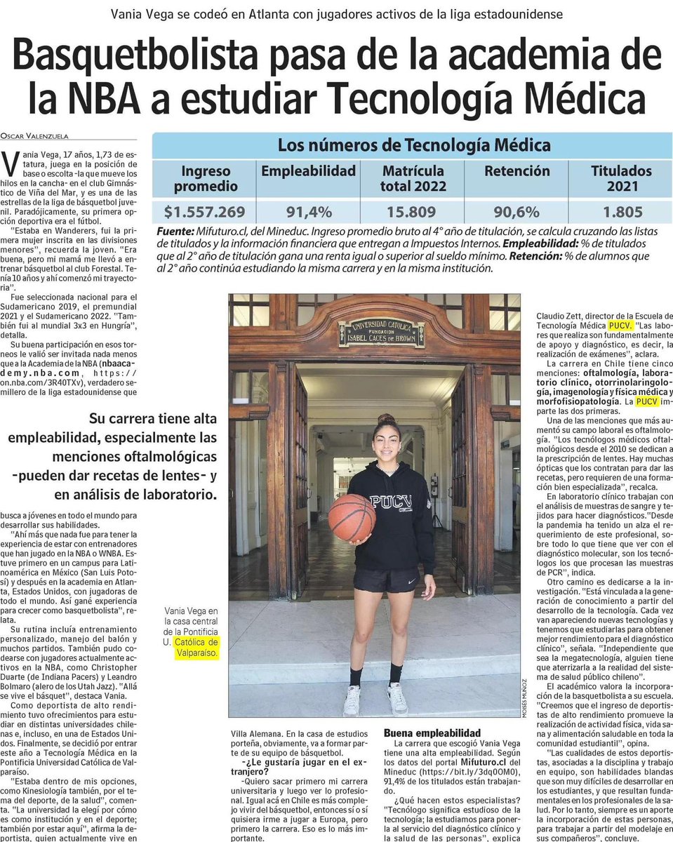 deportespucv's tweet photo. Hoy en la edición impresa del diario @lun , de la basquetbolista del @TeamChile_COCH, Vania Vega.

Desde Deportes PUCV le deseamos que tenga una excelente experiencia deportiva y en su formación profesional.

@pucv_cl #uniendoestudioydeporte https://t.co/21VFvnsv0U