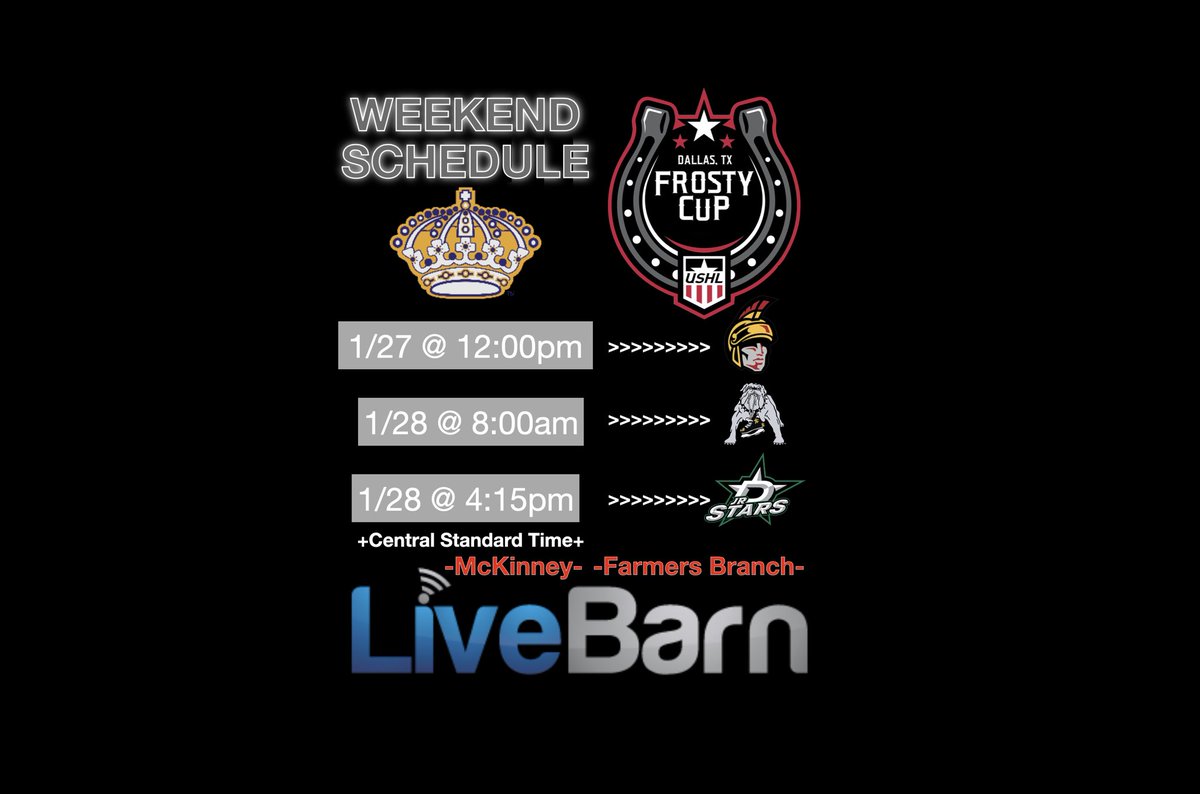 JrKings16AAA's tweet image. USHL FROSTY CUP!! Starts tomorrow. Dallas. All games streamed on @LiveBarn. @JrKings06 @USHL @JrKingsHockey @USHL_Player_Dev