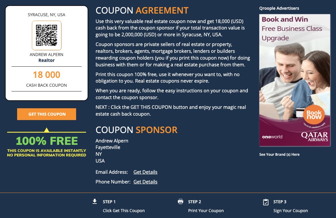 Qroople® Real Estate Coupons on Twitter "Just listed! Use this valuable real estate coupon now