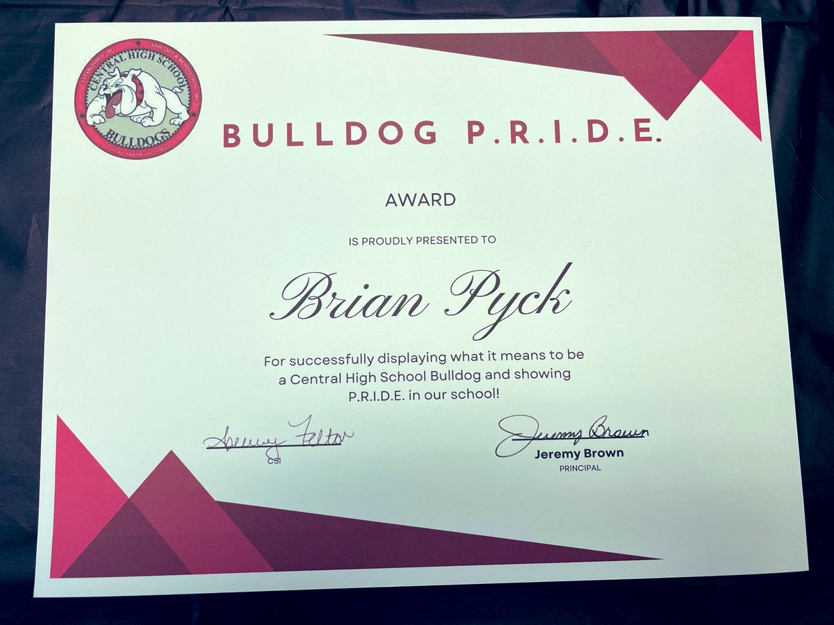 Honored to be nominated for Central’s Bulldog P.R.I.D.E. Luncheon!!!
