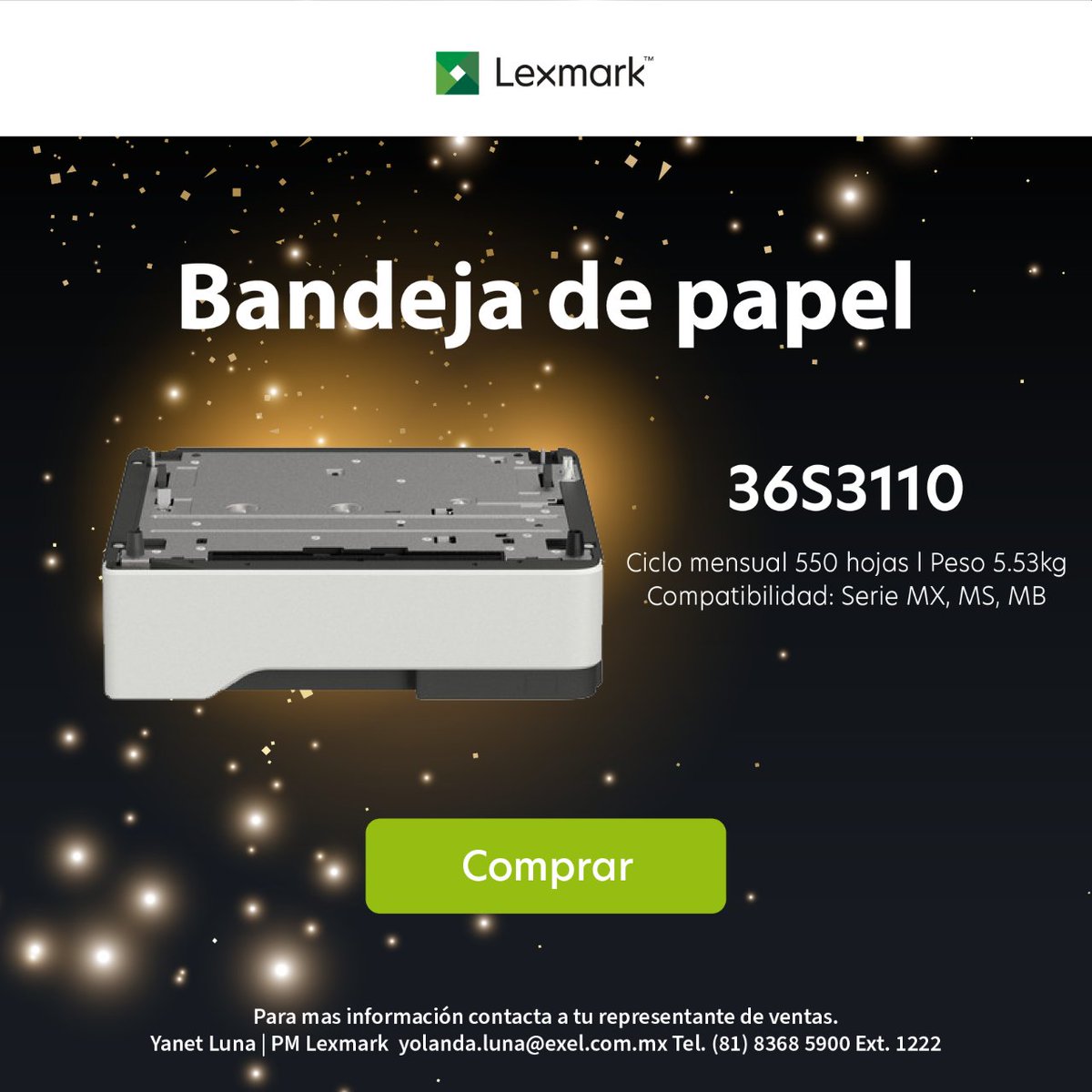 Amplia la capacidad de entrada de papel de tu equipo Lexmark con una bandeja adicional. 📤

Equipos compatibles: MX521de, MB2442adwe, MX521ade, MX622ade

Más información:
🔗 cutt.ly/Bandejadepapel…

#Tecnología #Lexmark #ExeldelNorte