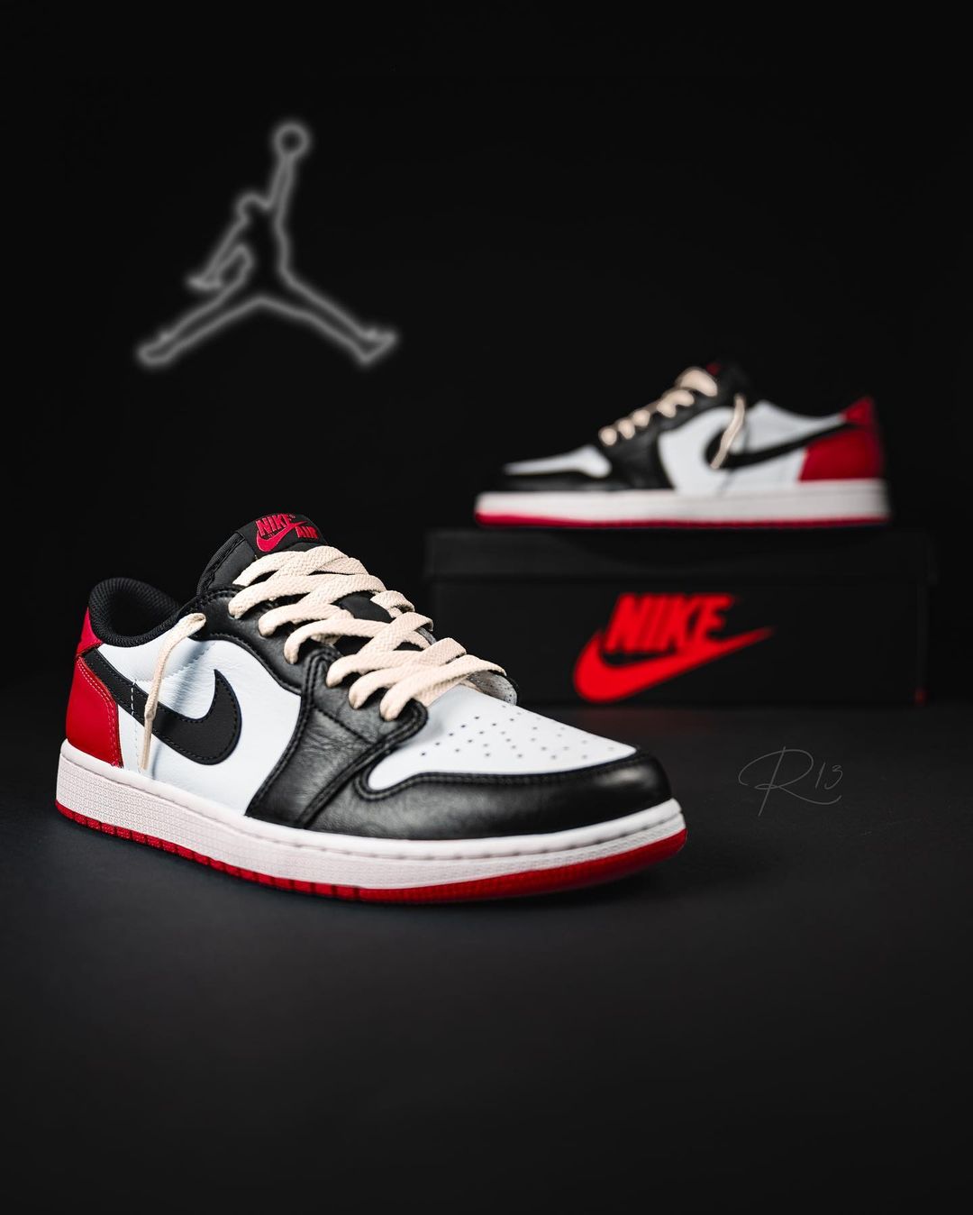 Black toe 1s with white clearance laces