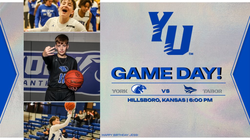 YUPanthersWBB's tweet photo. GAME DAY!
We are on the road to Hillsboro, Kansas to take on the Tabor College Bluejays! Tip-off is at 6:00pm. Also, Happy Birthday to our senior shooter Jess McGrath! #GoPanthers #Feeling22 #YorkUniversityNE https://t.co/6mdYiKWG2g